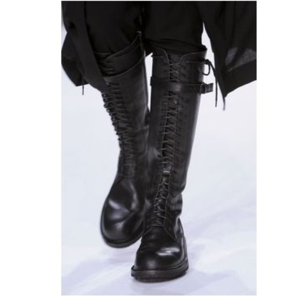 ANN DEMEULEMEESTER • Black Leather Knee High Boots
